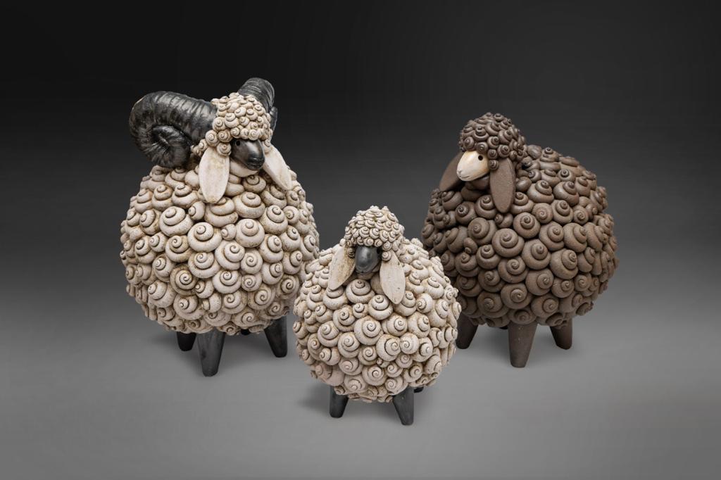 Family of Sheep by Gustavo Salas; ceramic.